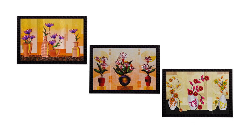Set Of 3 Gorgeous Geometrical Flower Satin Matt Texture UV Art Painting Kafalo