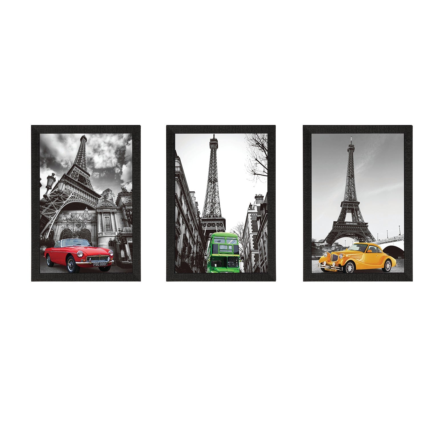 Set Of 3 Eiffel Tower Views Satin Matt Texture UV Art Painting