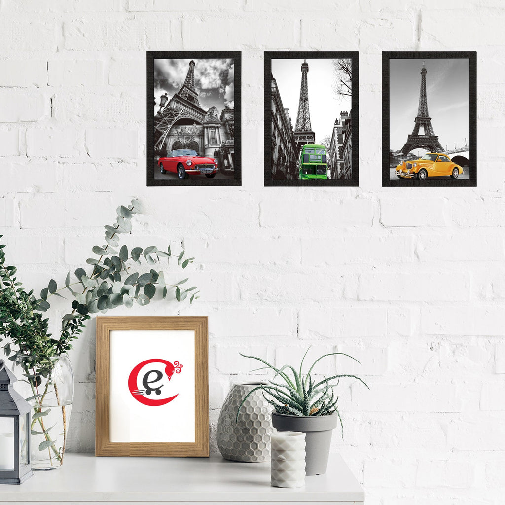 Set Of 3 Eiffel Tower Views Satin Matt Texture UV Art Painting