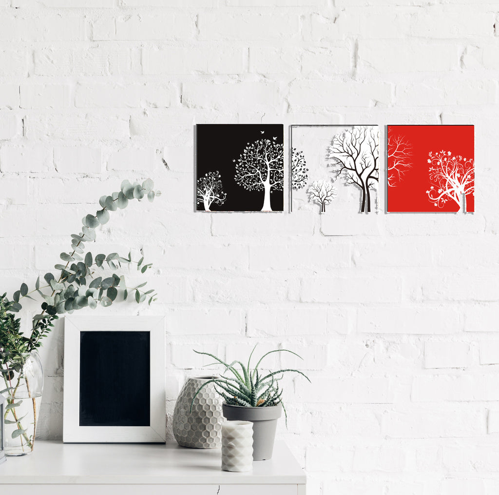 Set of 3 6MM MDF Abstract Tree Satin Matt Texture UV Art Painting Kafalo