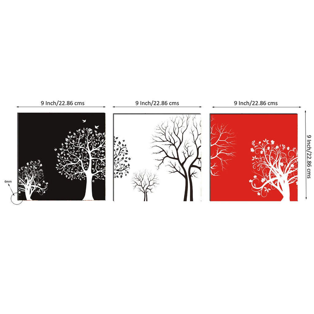 Set of 3 6MM MDF Abstract Tree Satin Matt Texture UV Art Painting Kafalo