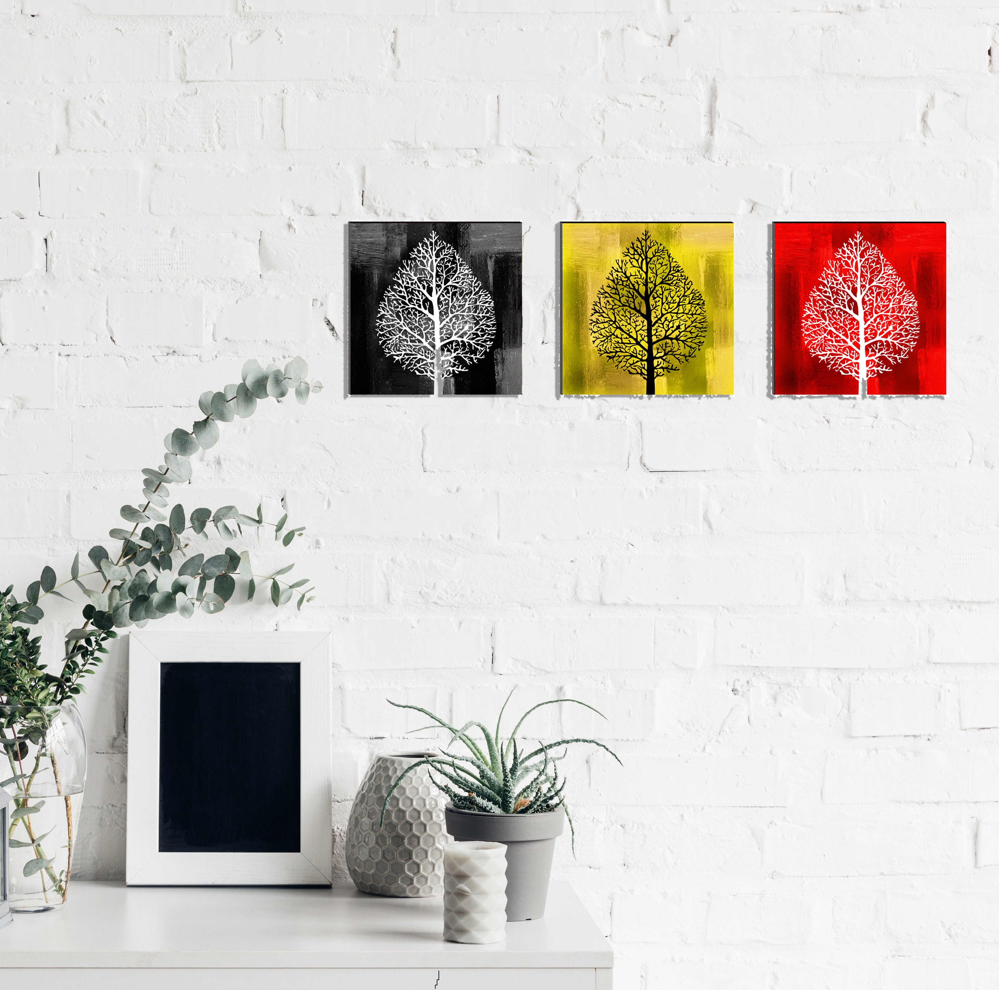 Set of 3 6MM MDF Abstract Tree Satin Matt Texture UV Art Painting Kafalo