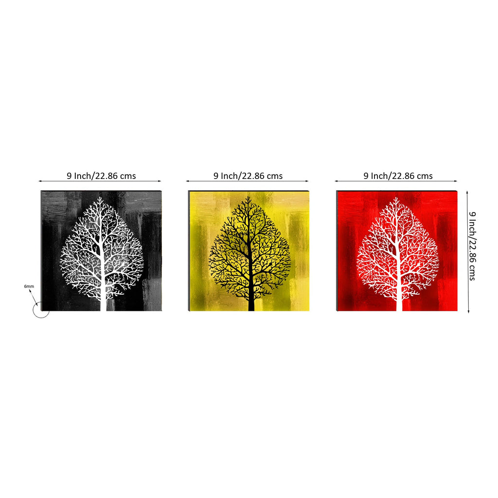 Set of 3 6MM MDF Abstract Tree Satin Matt Texture UV Art Painting Kafalo