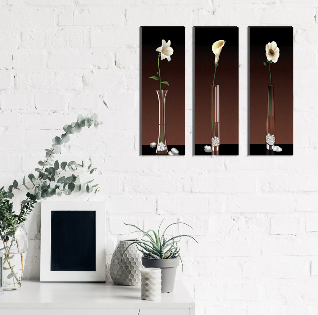 6MM MDF Set of 3 Botanical Floral Satin Matt Texture UV Art Painting Kafalo