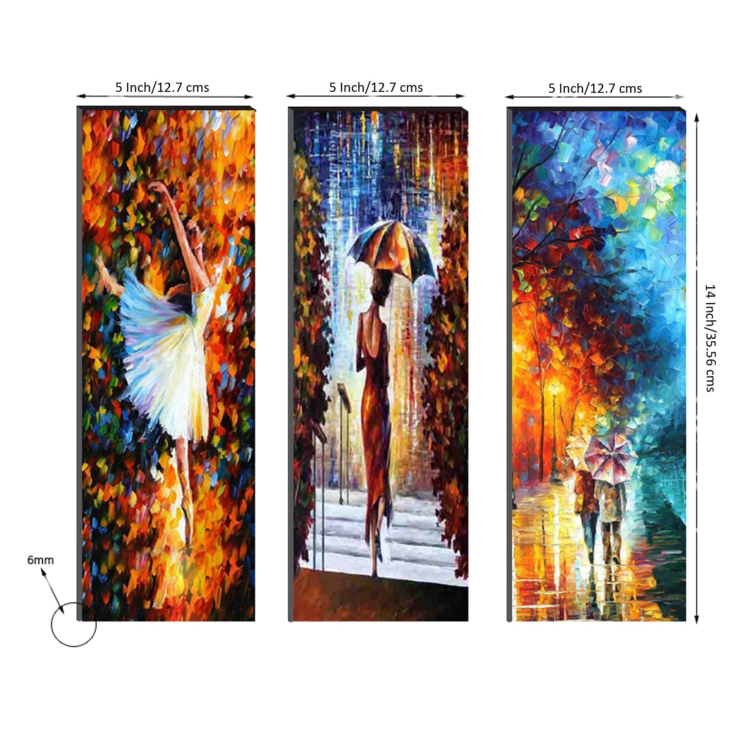 6MM MDF Set of 3 Rain View Scene Satin Matt Texture UV Art Painting Kafalo