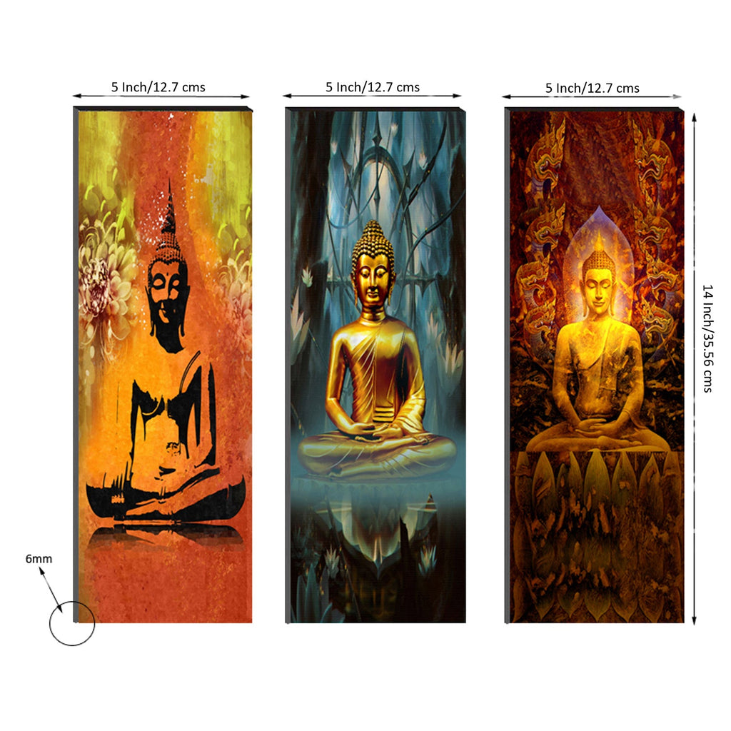 6MM MDF Set of 3 Lord Buddha Satin Matt Texture UV Art Painting Kafalo