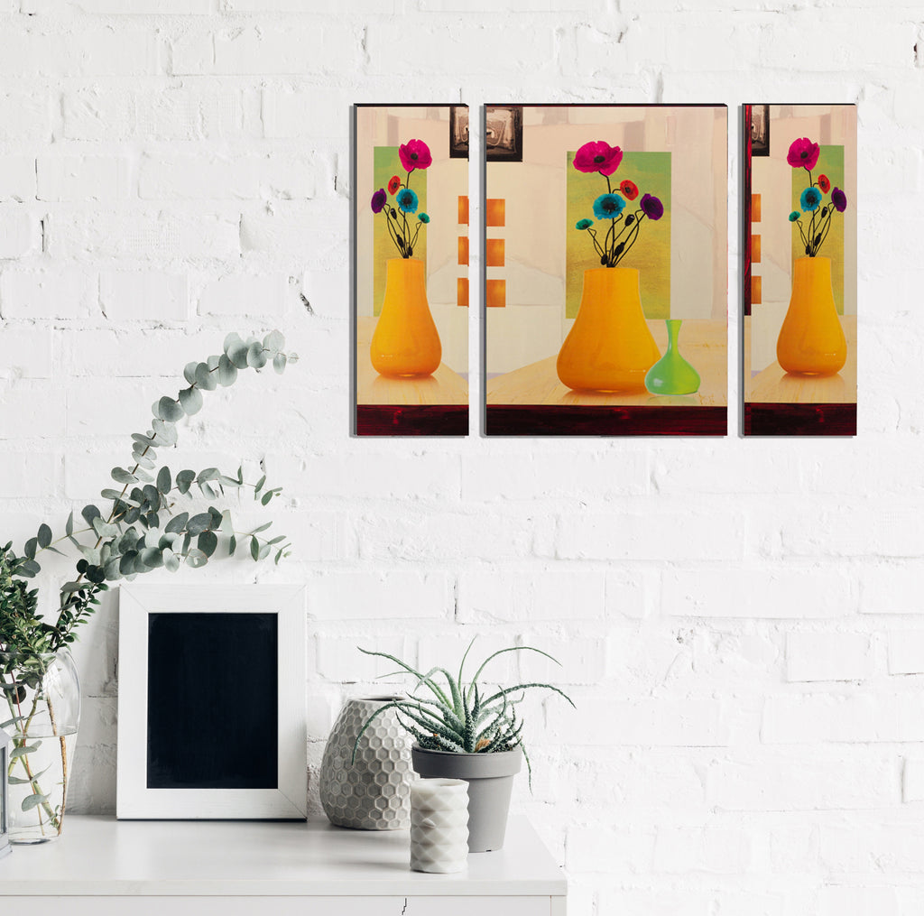 6MM MDF Set of 3 Botanical Floral Satin Matt Texture UV Art Painting Kafalo