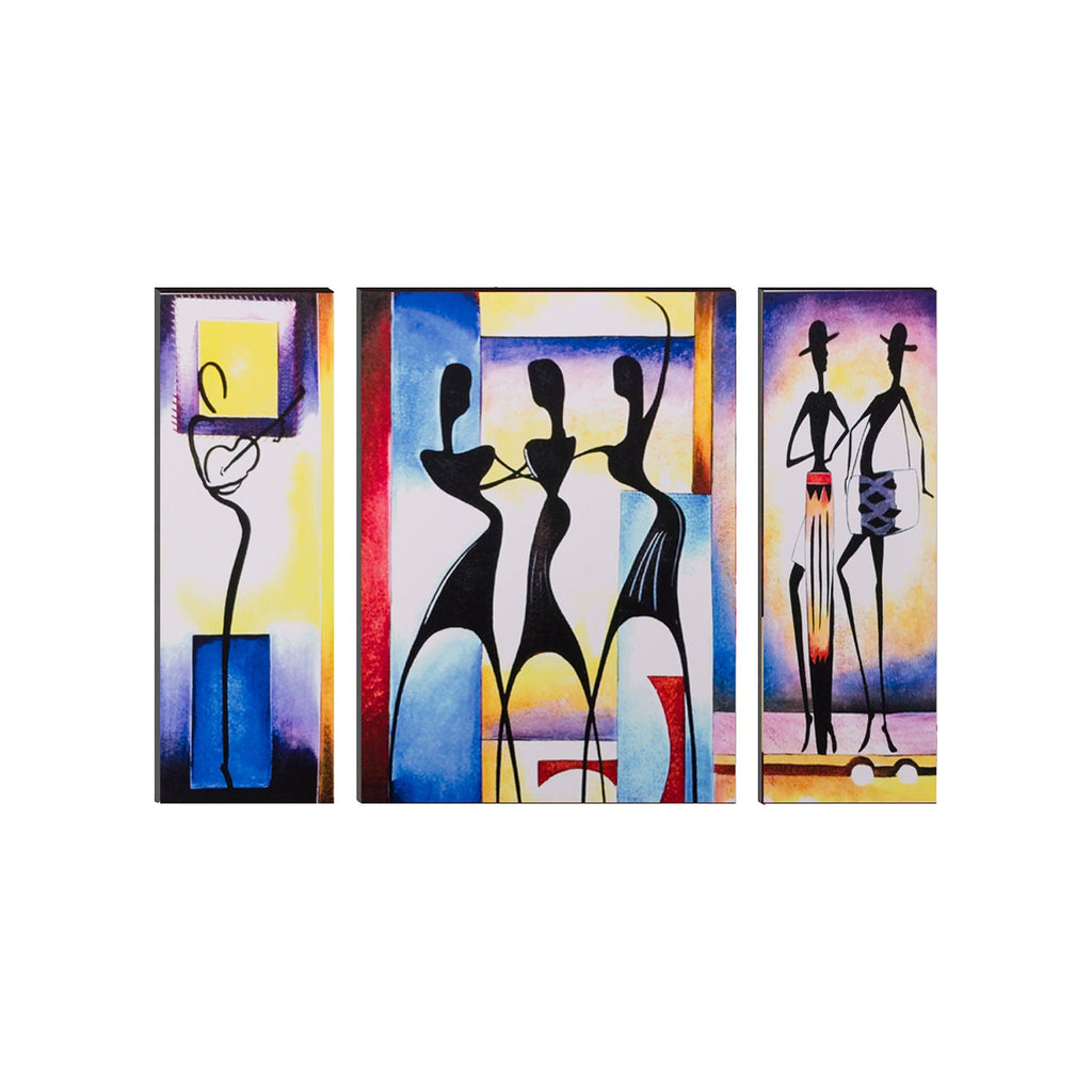 6MM MDF Set of 3 Dancing Tribal Women Satin Matt Texture UV Art Painting Kafalo