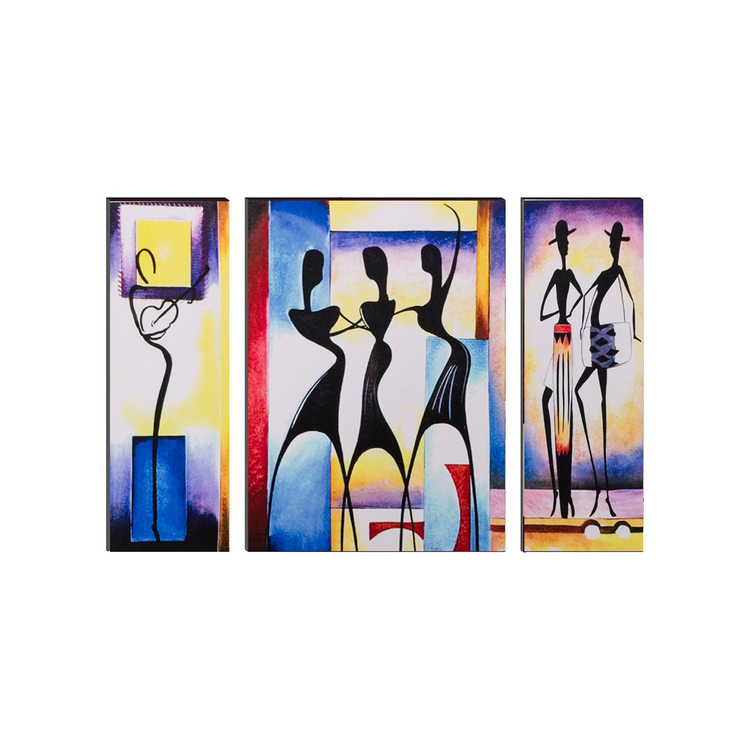 6MM MDF Set of 3 Dancing Tribal Women Satin Matt Texture UV Art Painting Kafalo