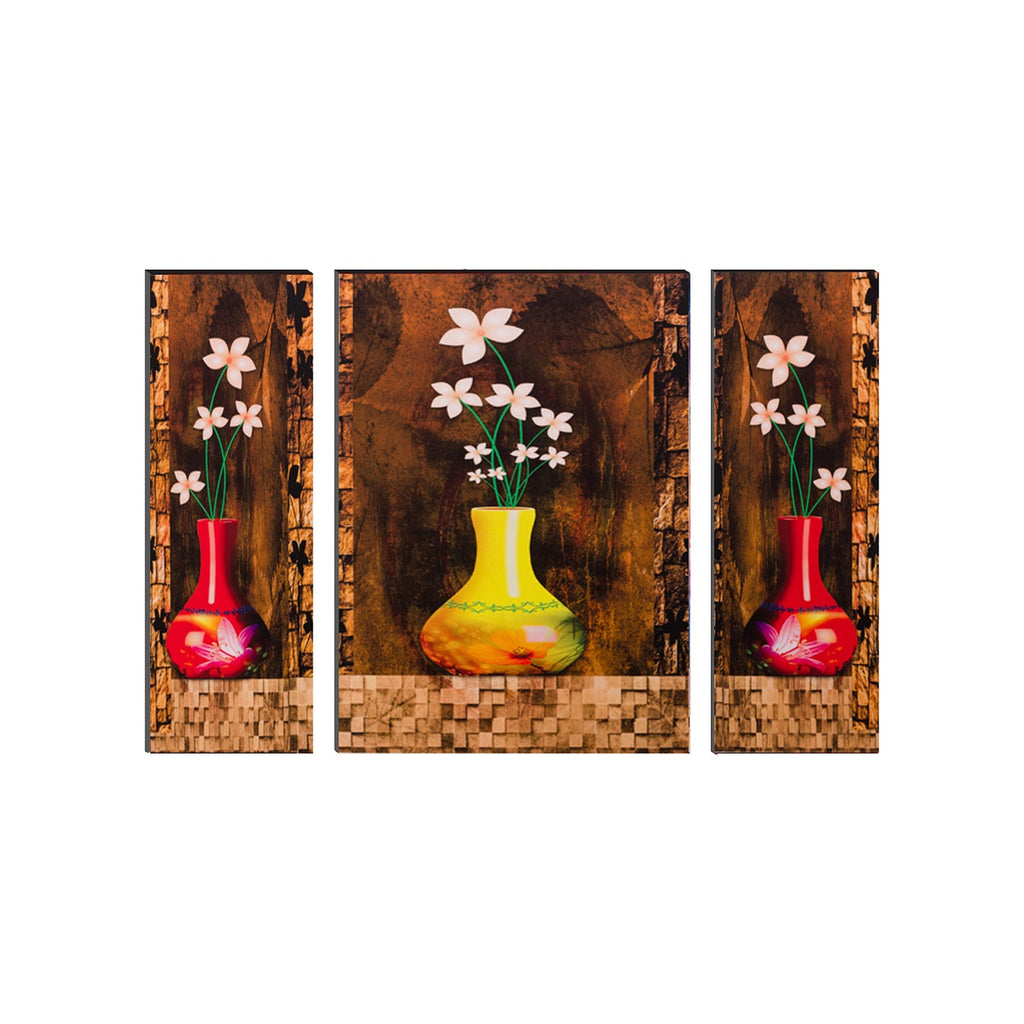 6MM MDF Set of 3 Botanical Floral Satin Matt Texture UV Art Painting Kafalo