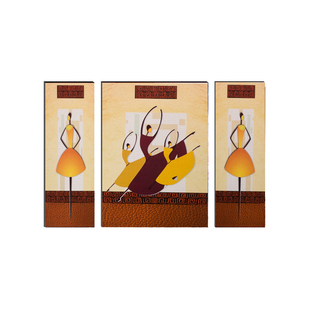 6MM MDF Set of 3 Dancing Tribal Women Satin Matt Texture UV Art Painting Kafalo