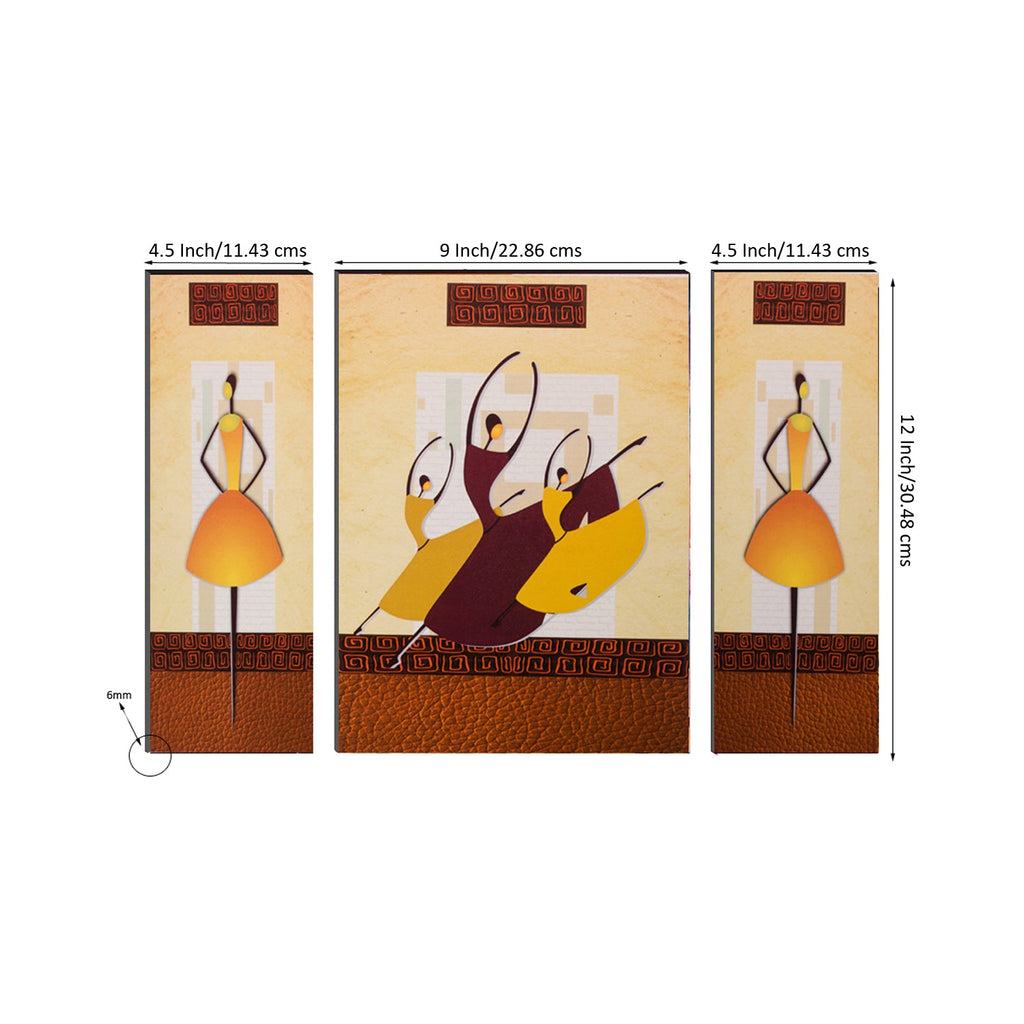 6MM MDF Set of 3 Dancing Tribal Women Satin Matt Texture UV Art Painting Kafalo
