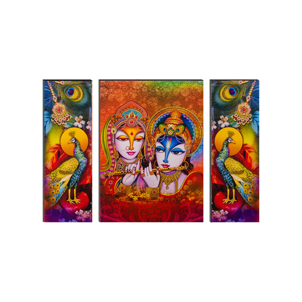 6MM MDF Set of 3 Radha Krishna Satin Matt Texture UV Art Painting Kafalo