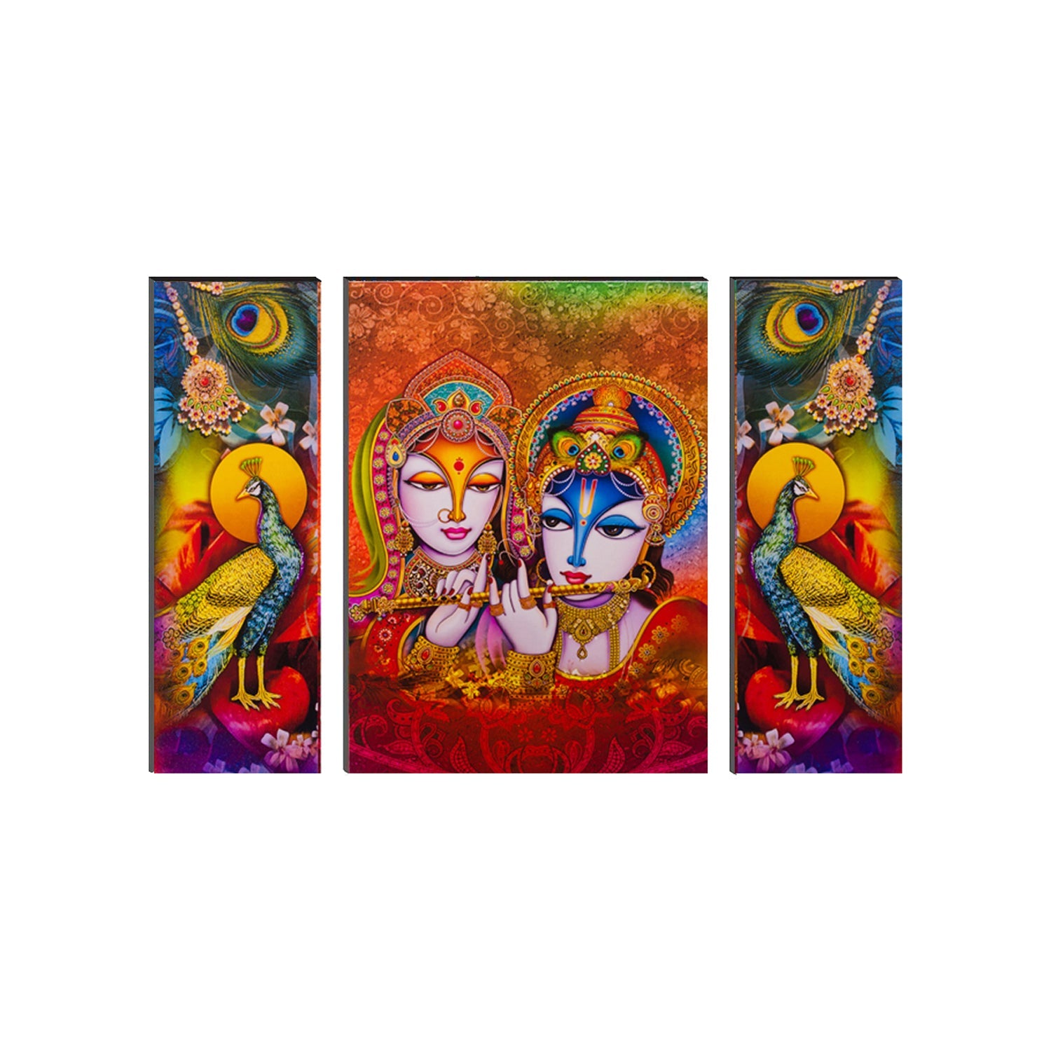 6MM MDF Set of 3 Radha Krishna Satin Matt Texture UV Art Painting Kafalo