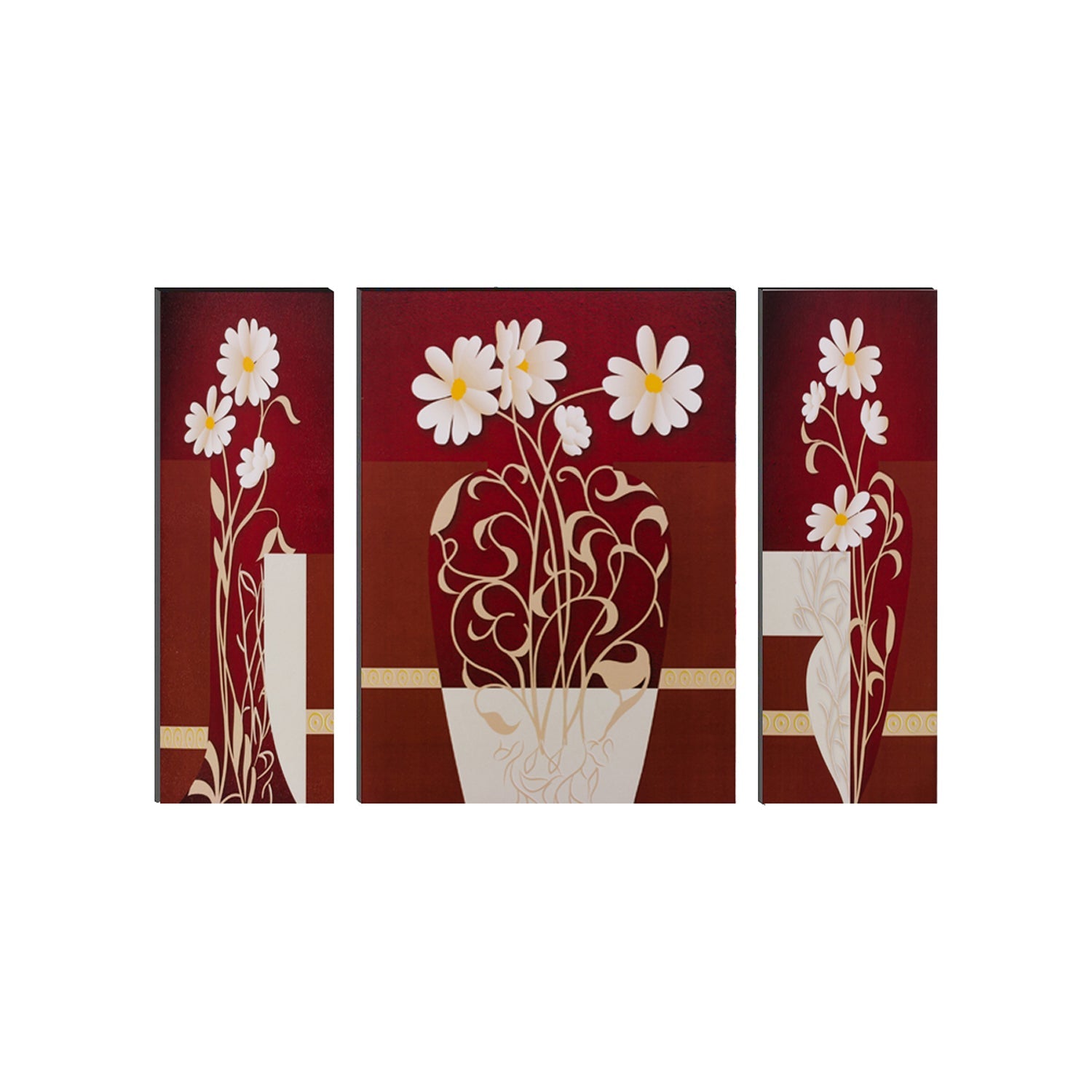 6MM MDF Set of 3 Botanical Floral Satin Matt Texture UV Art Painting Kafalo
