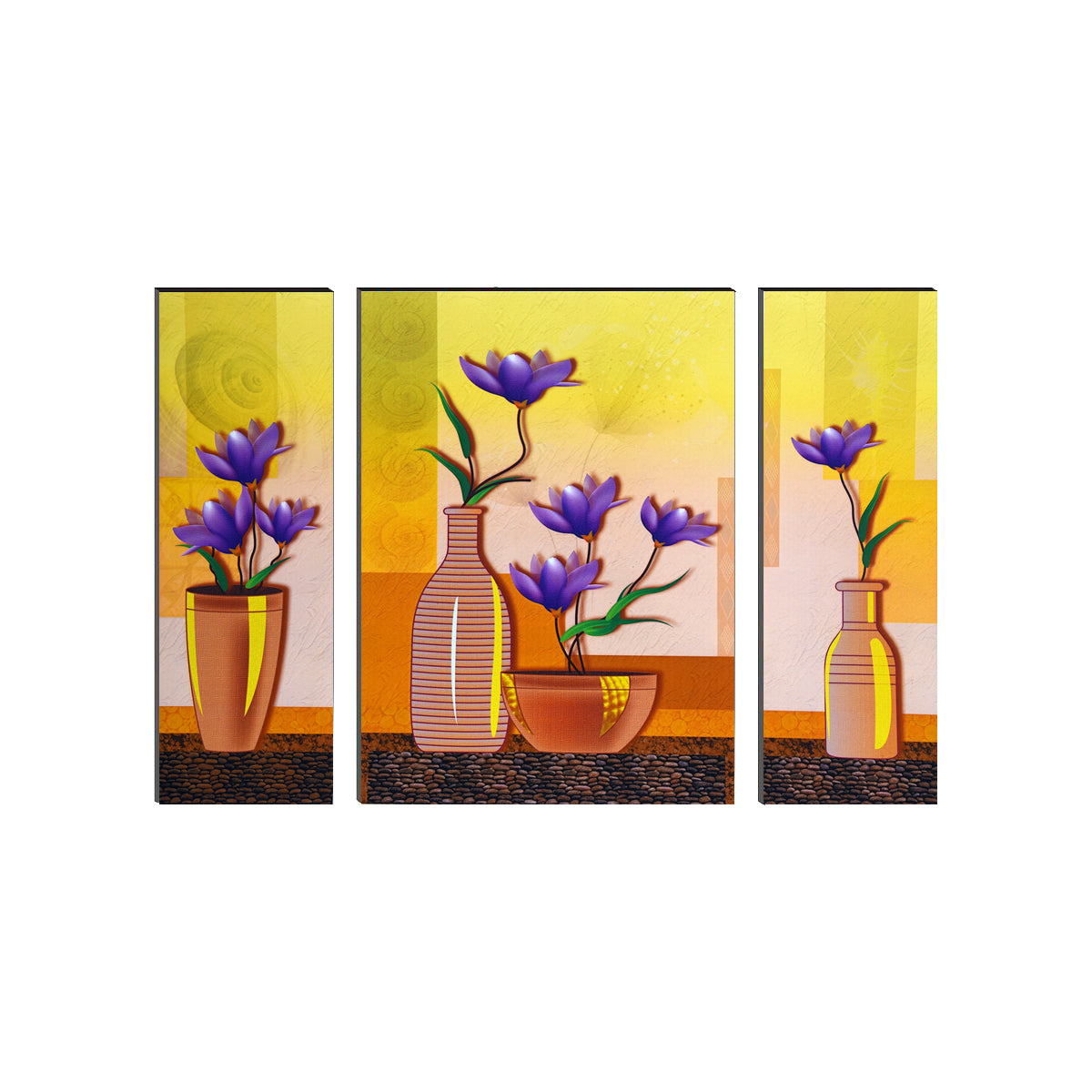 6MM MDF Set of 3 Botanical Floral Satin Matt Texture UV Art Painting Kafalo