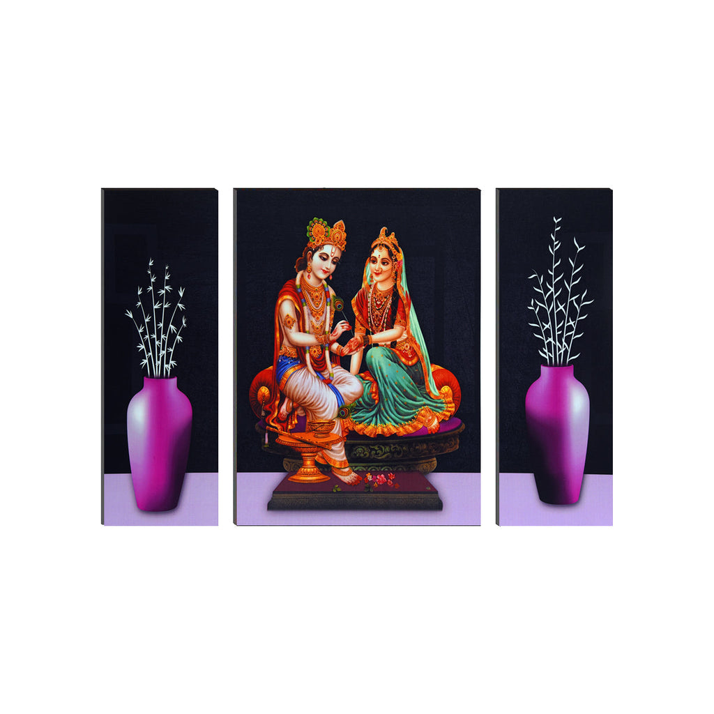 6MM MDF Set of 3 Radha Krishna Satin Matt Texture UV Art Painting Kafalo