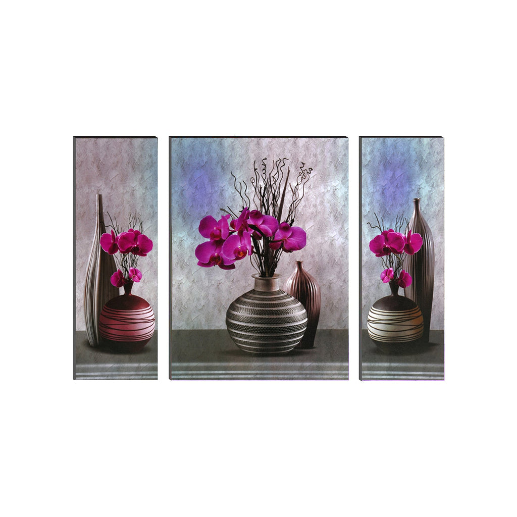 6MM MDF Set of 3 Botanical Floral Satin Matt Texture UV Art Painting Kafalo