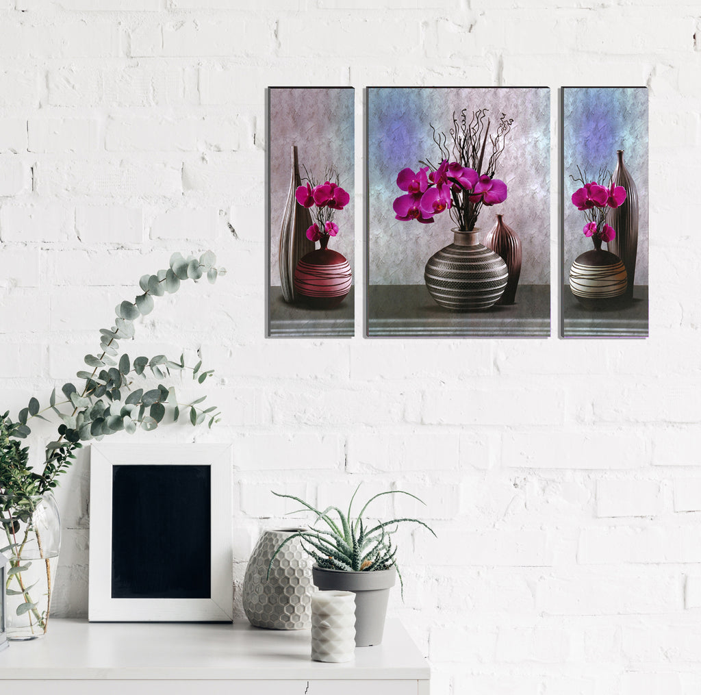 6MM MDF Set of 3 Botanical Floral Satin Matt Texture UV Art Painting Kafalo