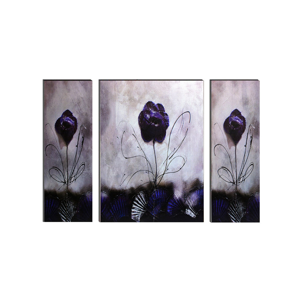 6MM MDF Set of 3 Botanical Floral Satin Matt Texture UV Art Painting Kafalo