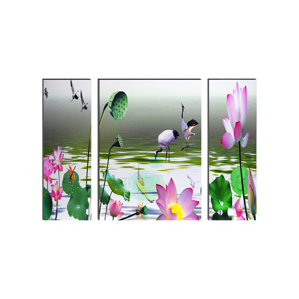 6MM MDF Set of 3 Botanical Floral Satin Matt Texture UV Art Painting Kafalo