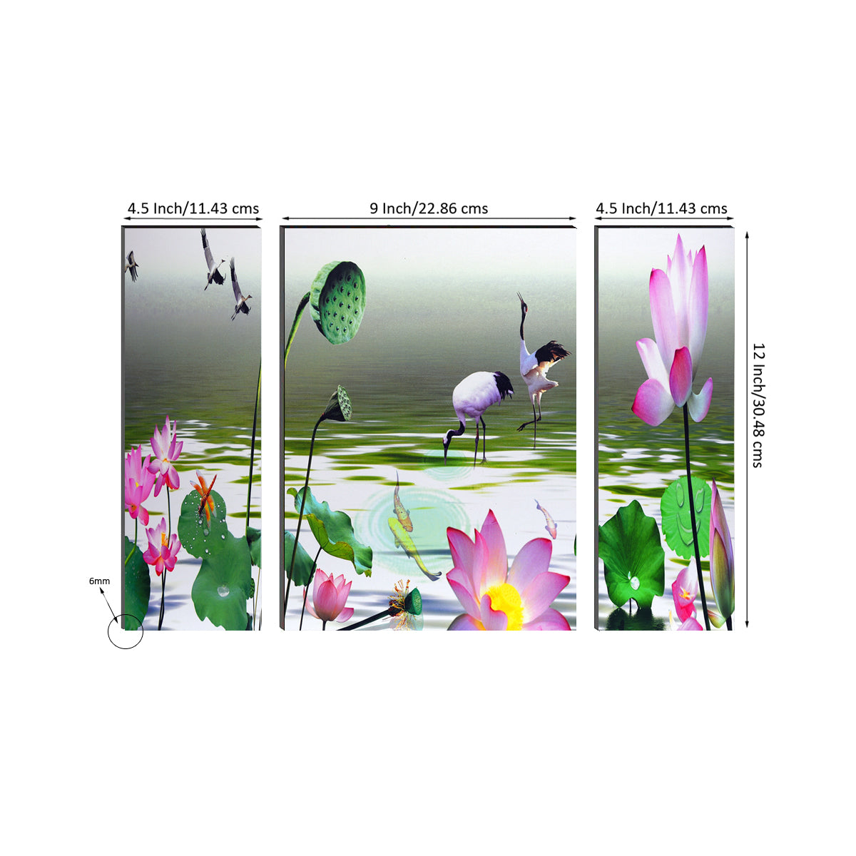 6MM MDF Set of 3 Botanical Floral Satin Matt Texture UV Art Painting Kafalo