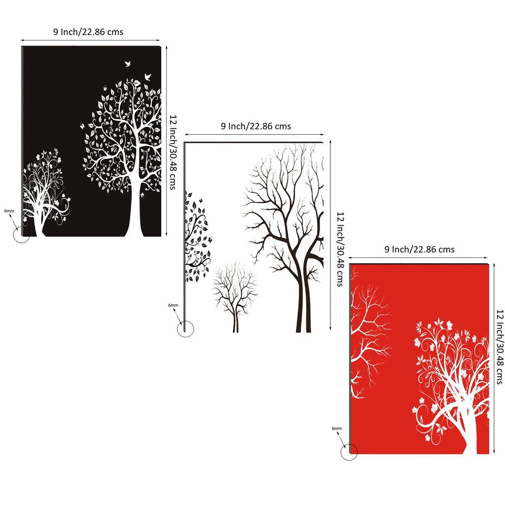 6MM MDF Set of 3 Abstract Trees Satin Matt Texture UV Art Painting Kafalo