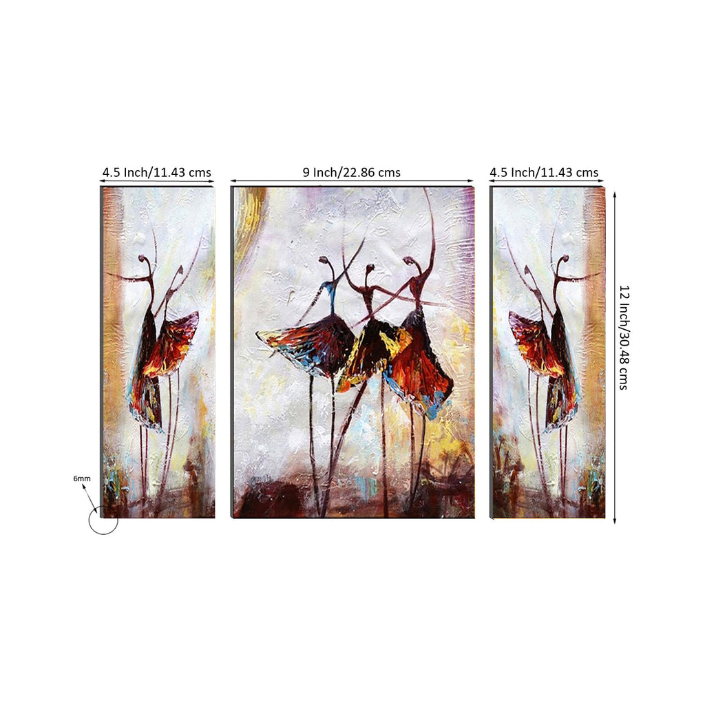 6MM MDF Set of 3 Dancing Tribal Women Satin Matt Texture UV Art Painting Kafalo