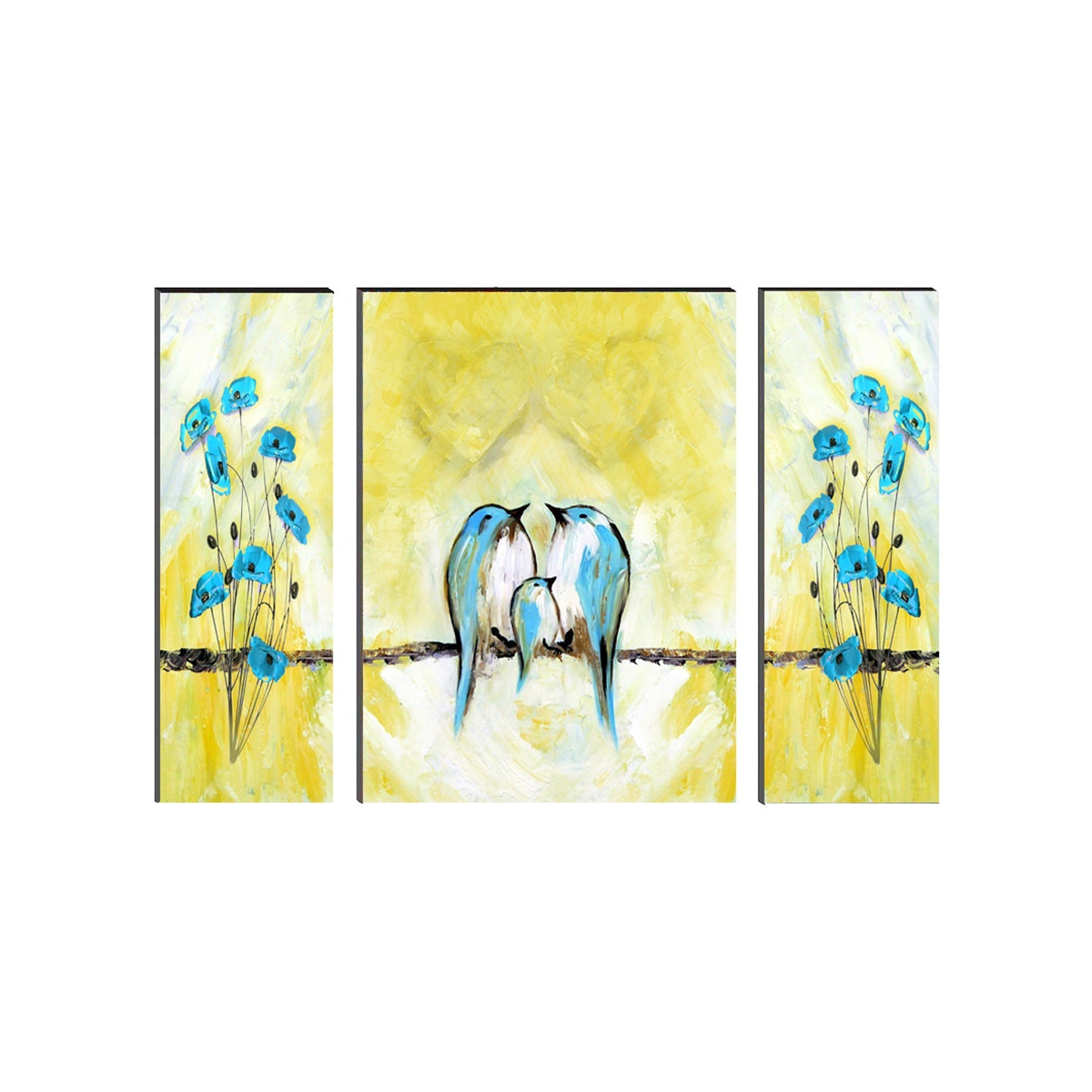6MM MDF Set of 3 Birds Sitting on Tree Branch Satin Matt Texture UV Art Painting Kafalo