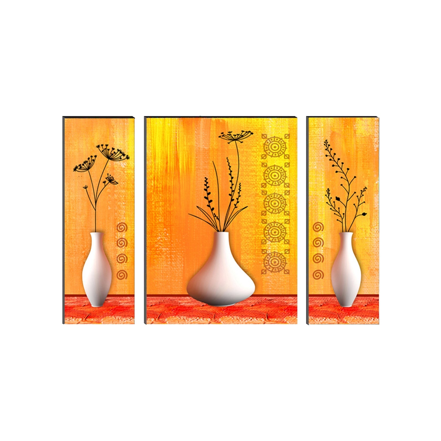 6MM MDF Set of 3 Botanical Floral Satin Matt Texture UV Art Painting Kafalo
