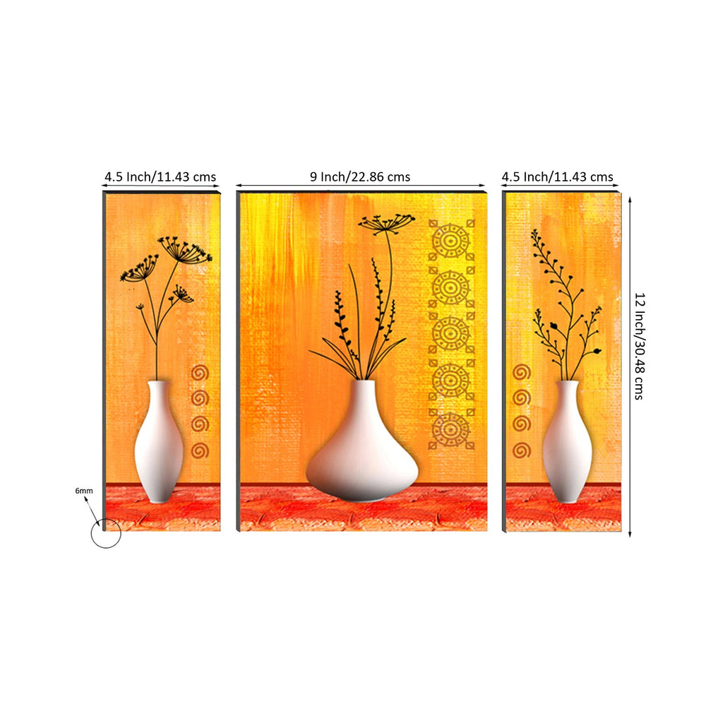 6MM MDF Set of 3 Botanical Floral Satin Matt Texture UV Art Painting Kafalo