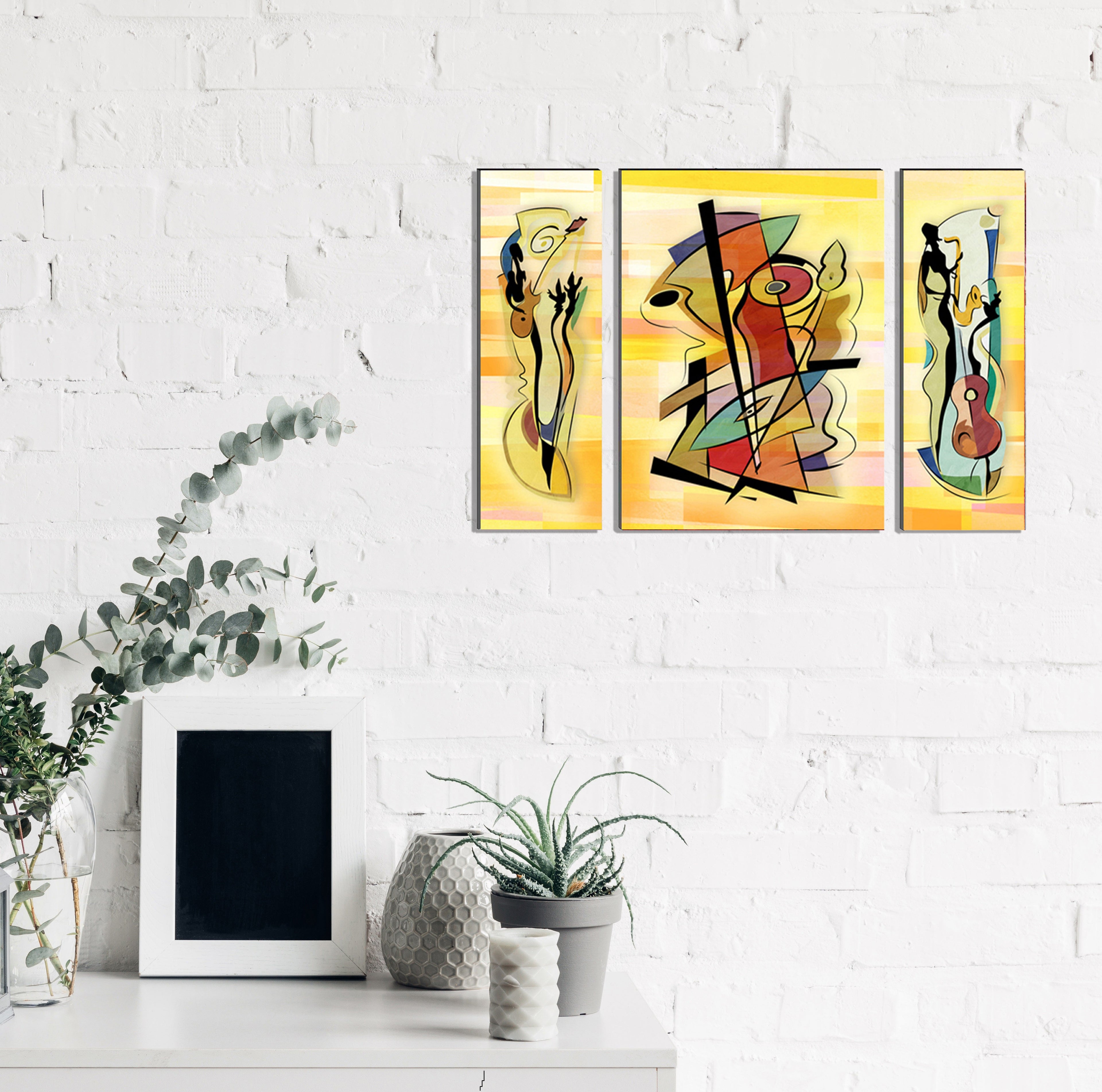6MM MDF Set of 3 Abstract Dance Satin Matt Texture UV Art Painting Kafalo