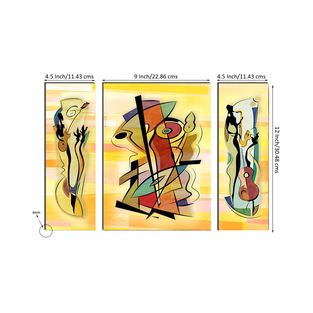 6MM MDF Set of 3 Abstract Dance Satin Matt Texture UV Art Painting Kafalo