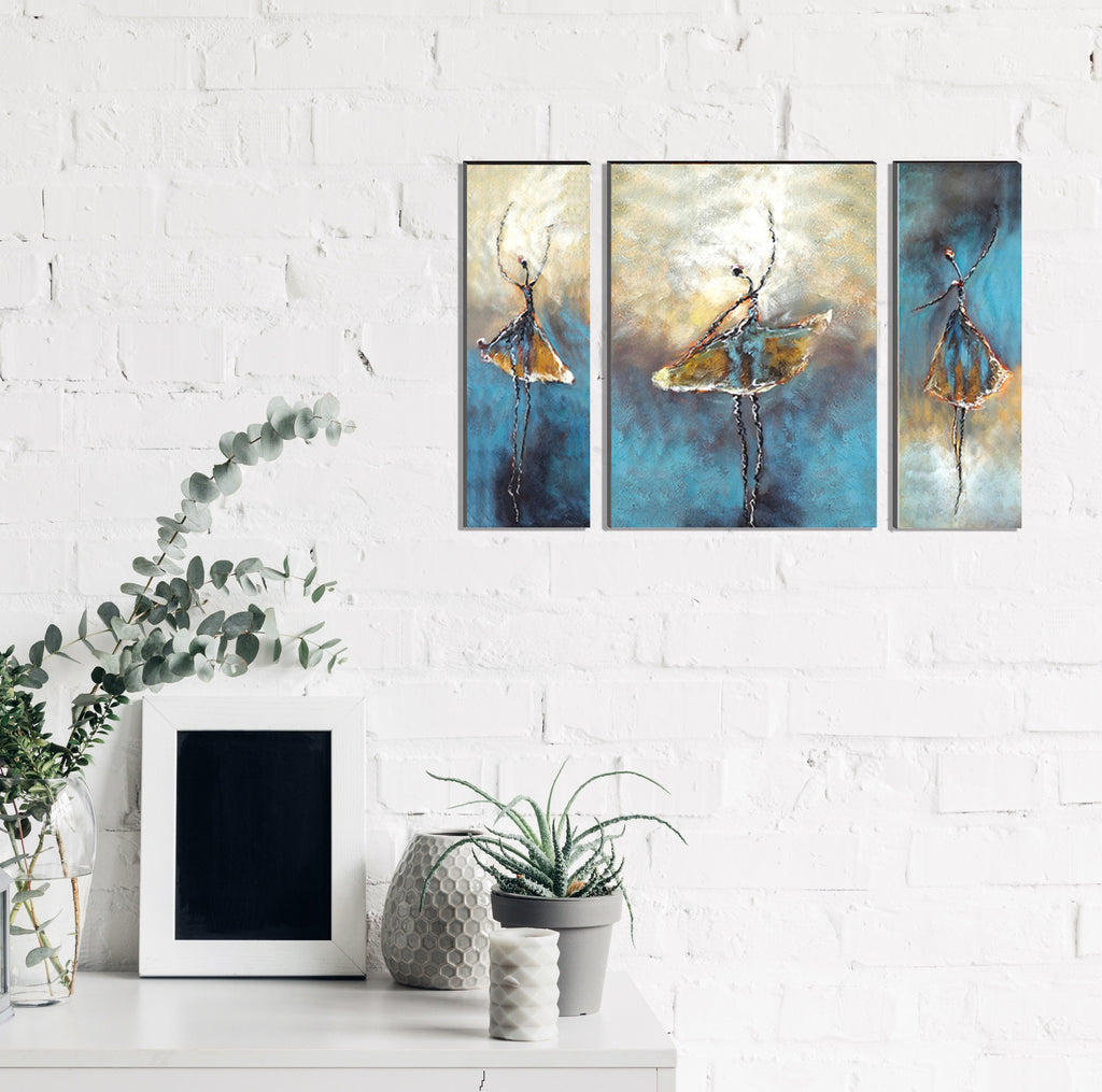 6MM MDF Set of 3 Dancing Lady Satin Matt Texture UV Art Painting Kafalo