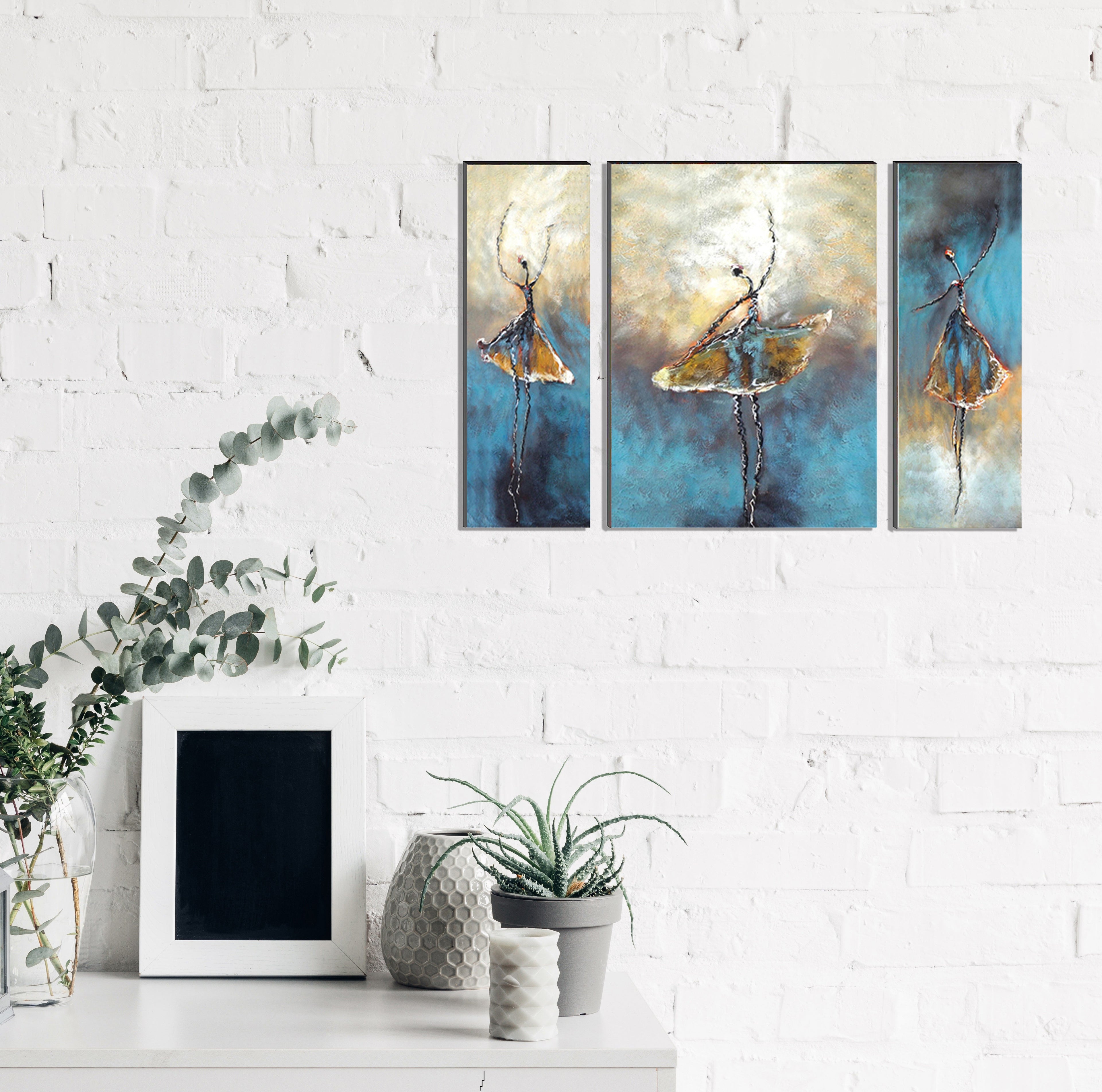 6MM MDF Set of 3 Dancing Lady Satin Matt Texture UV Art Painting Kafalo