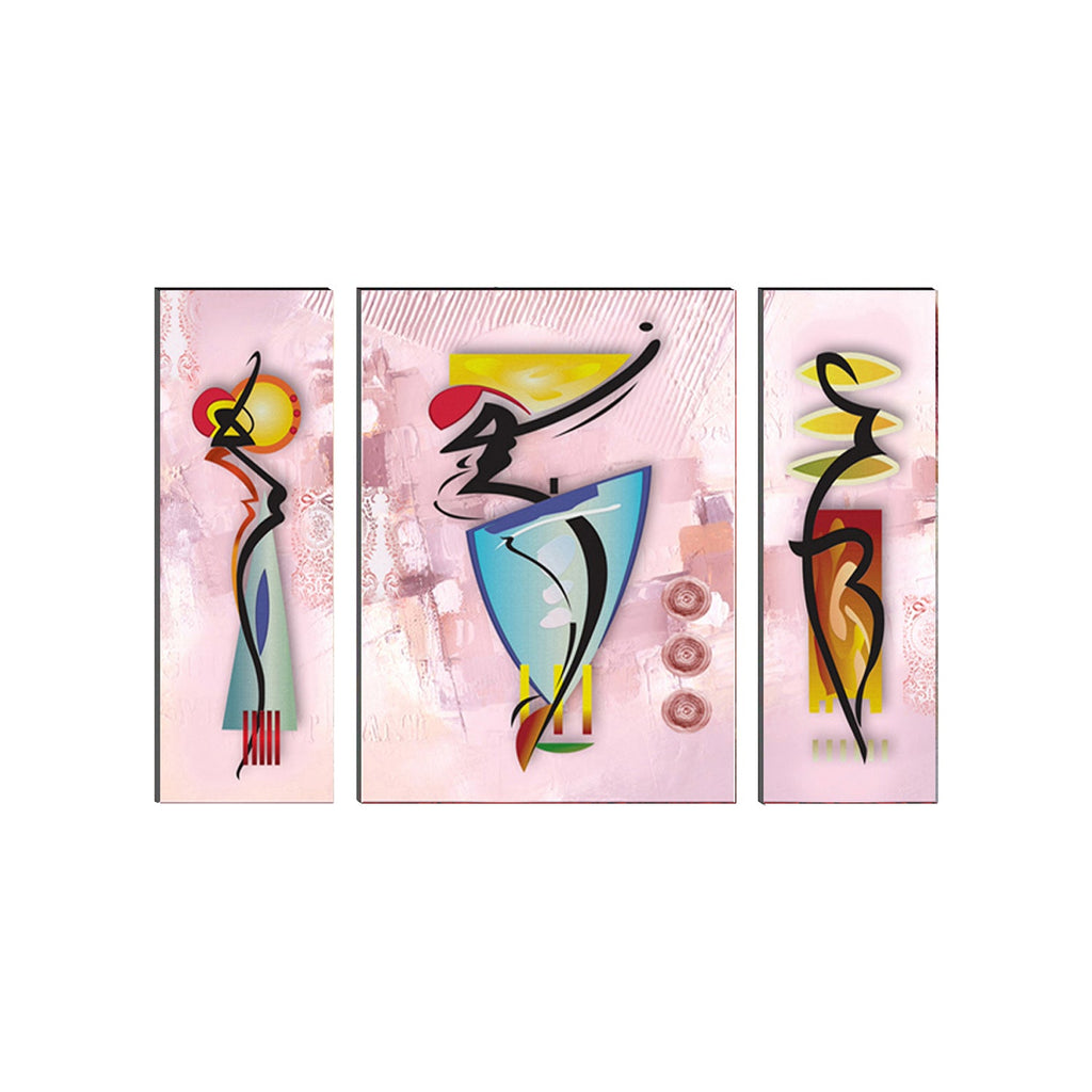 6MM MDF Set of 3 Dancing Tribal Women Satin Matt Texture UV Art Painting Kafalo