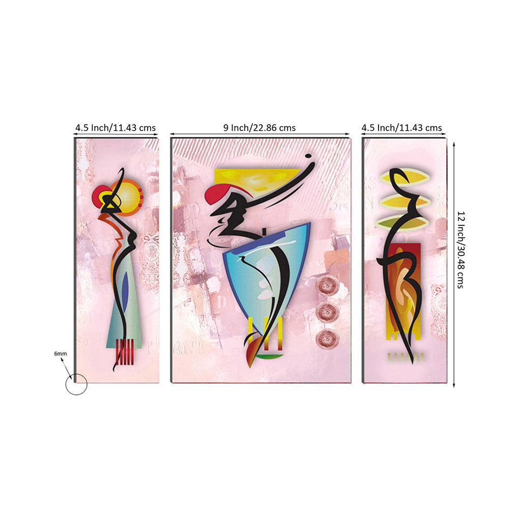 6MM MDF Set of 3 Dancing Tribal Women Satin Matt Texture UV Art Painting Kafalo