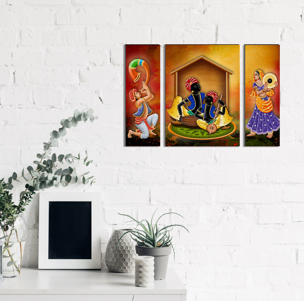 6MM MDF Set of 3 Musician Couple Satin Matt Texture UV Art Painting Kafalo