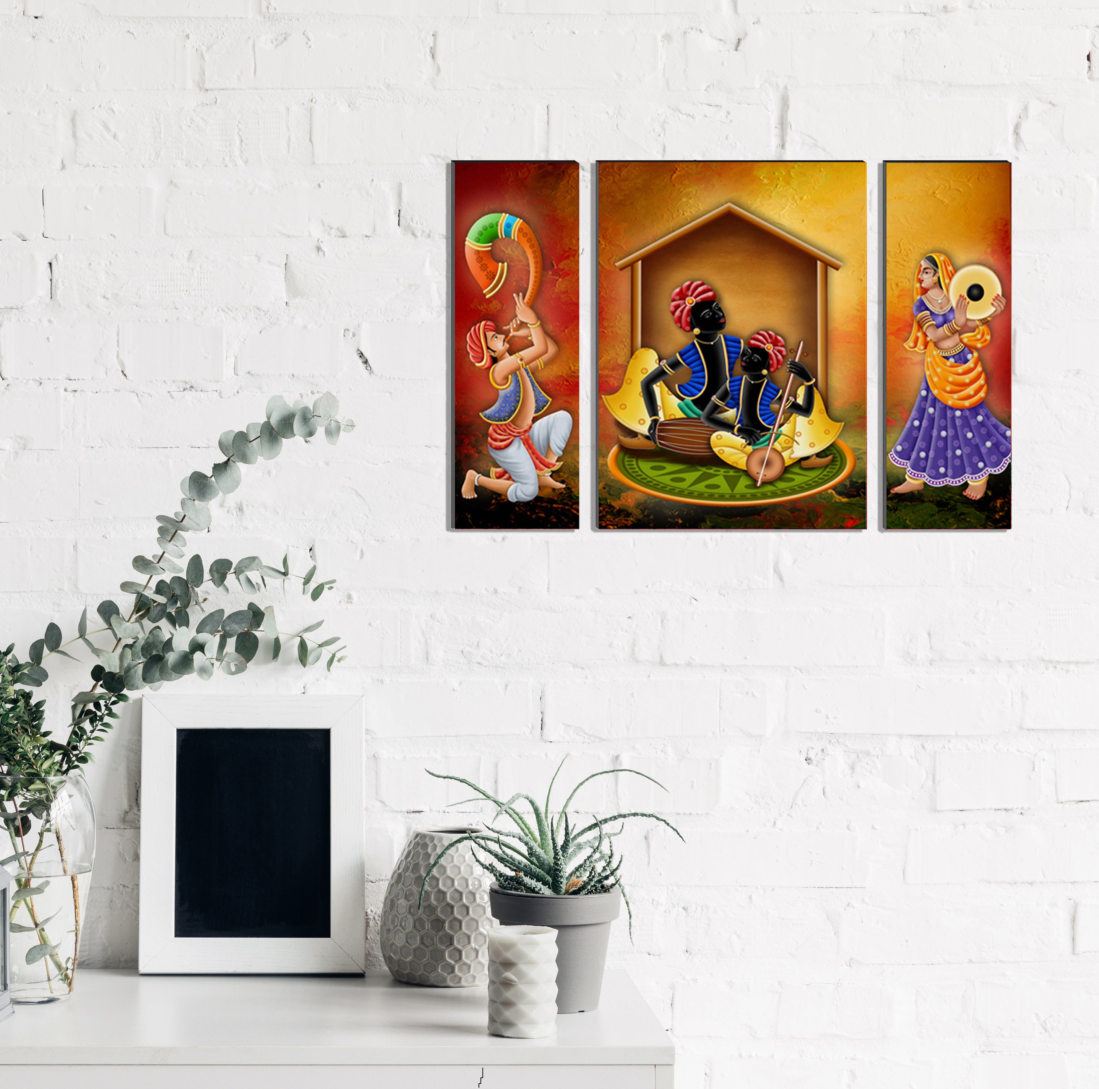 6MM MDF Set of 3 Musician Couple Satin Matt Texture UV Art Painting Kafalo