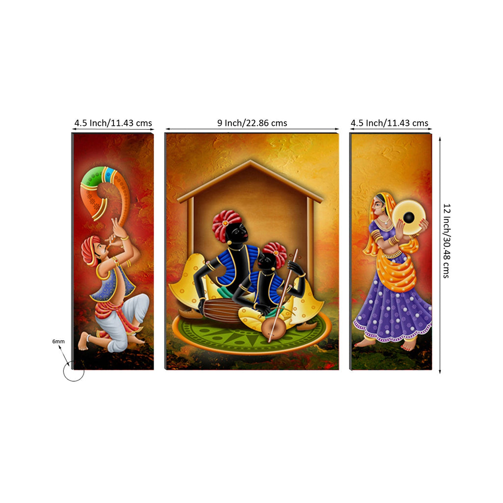 6MM MDF Set of 3 Musician Couple Satin Matt Texture UV Art Painting Kafalo