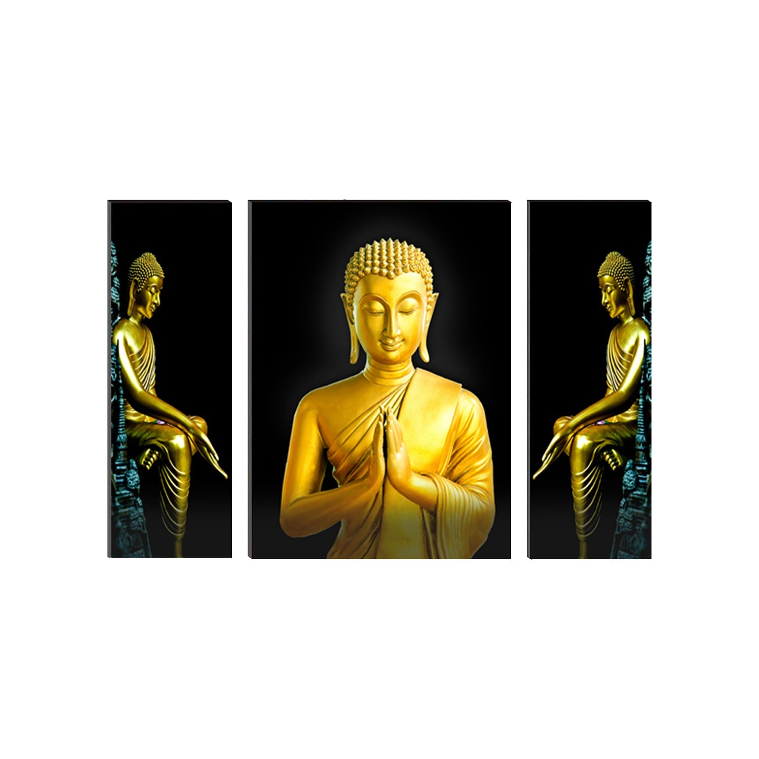 6MM MDF Set of 3 Lord Buddha Satin Matt Texture UV Art Painting Kafalo