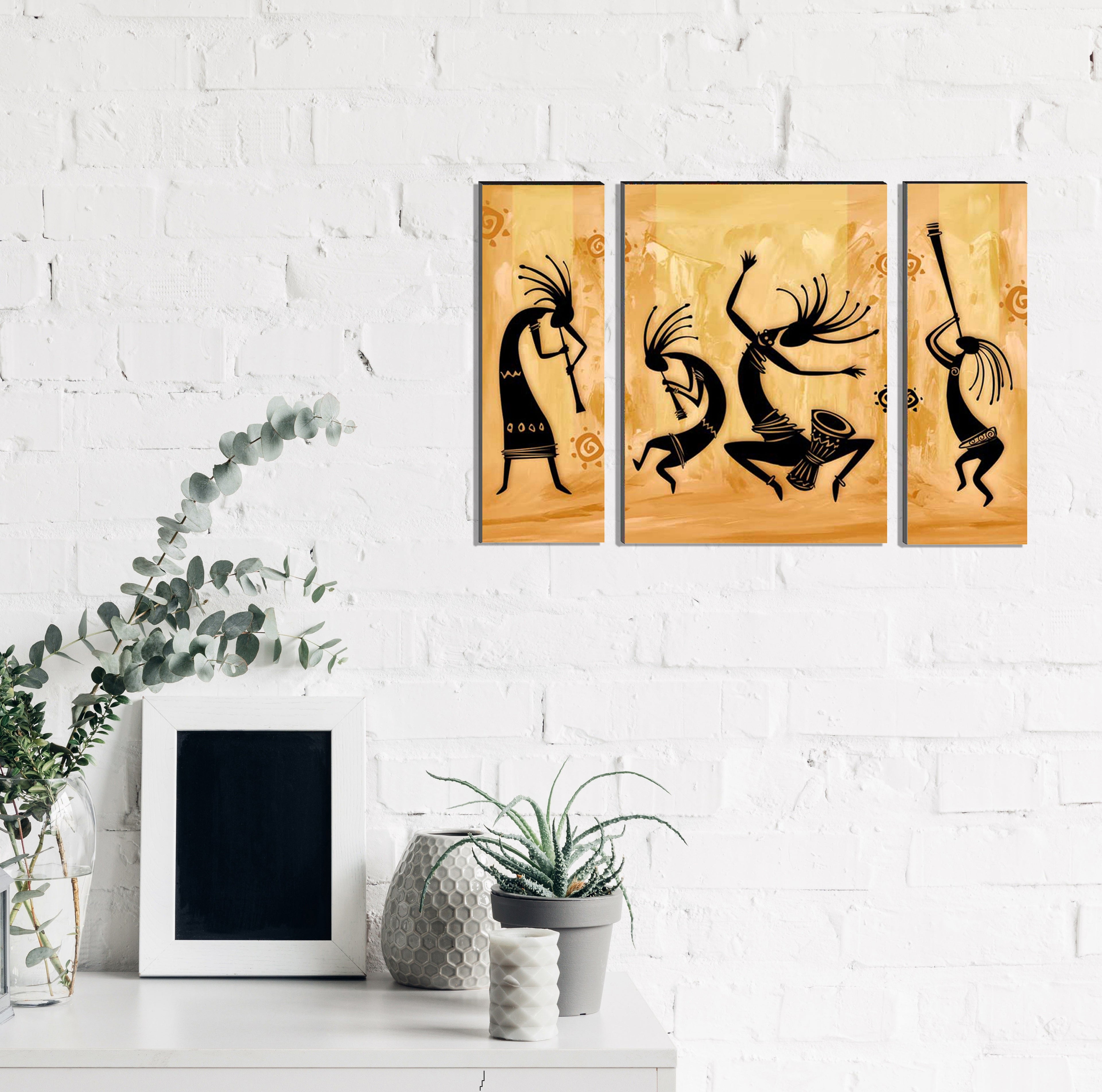 6MM MDF Set of 3 Abstract Dancers Satin Matt Texture UV Art Painting Kafalo