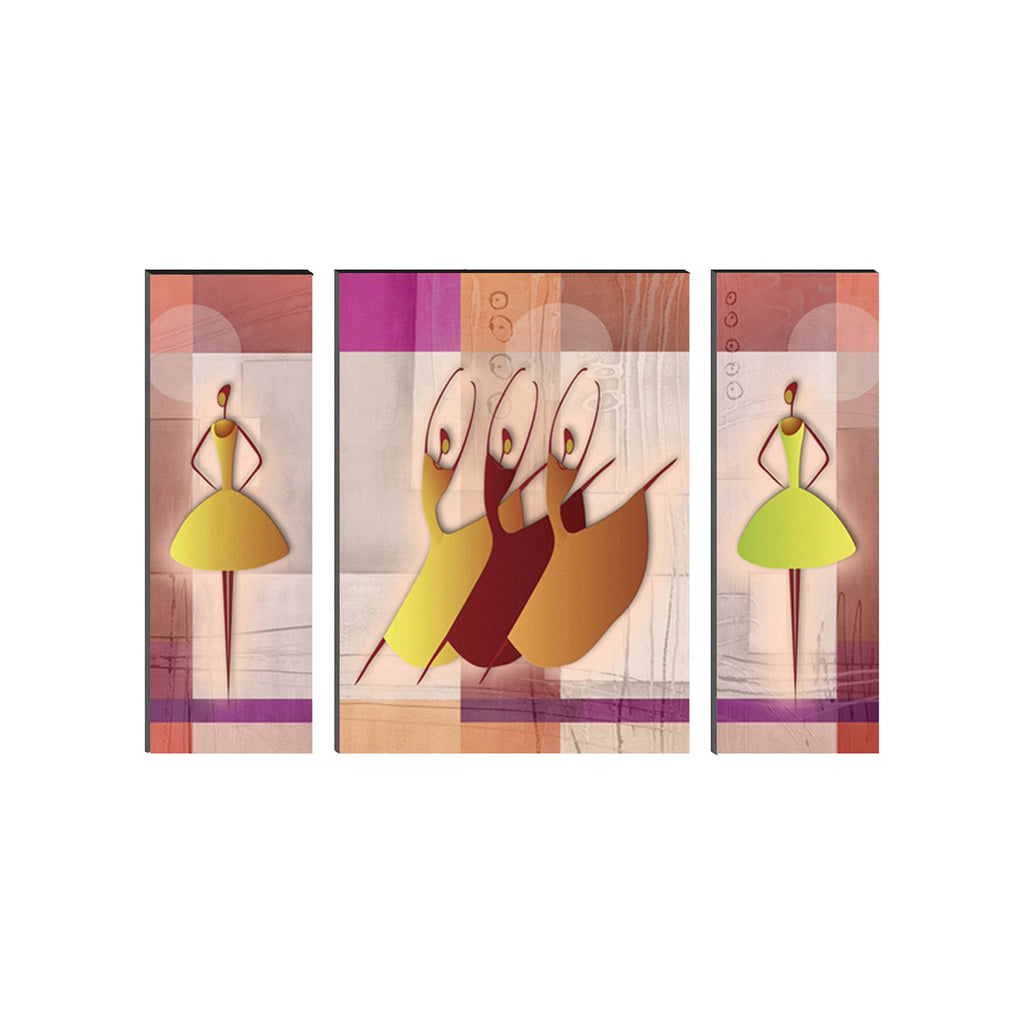 6MM MDF Set of 3 Dancing Tribal Women Satin Matt Texture UV Art Painting Kafalo