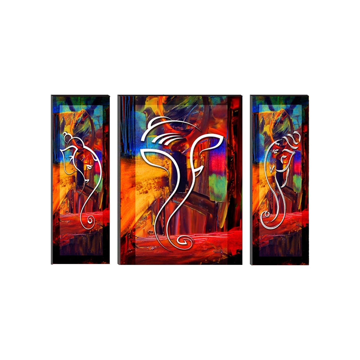 6MM MDF Set of 3 Lord Ganesha Satin Matt Texture UV Art Painting Kafalo