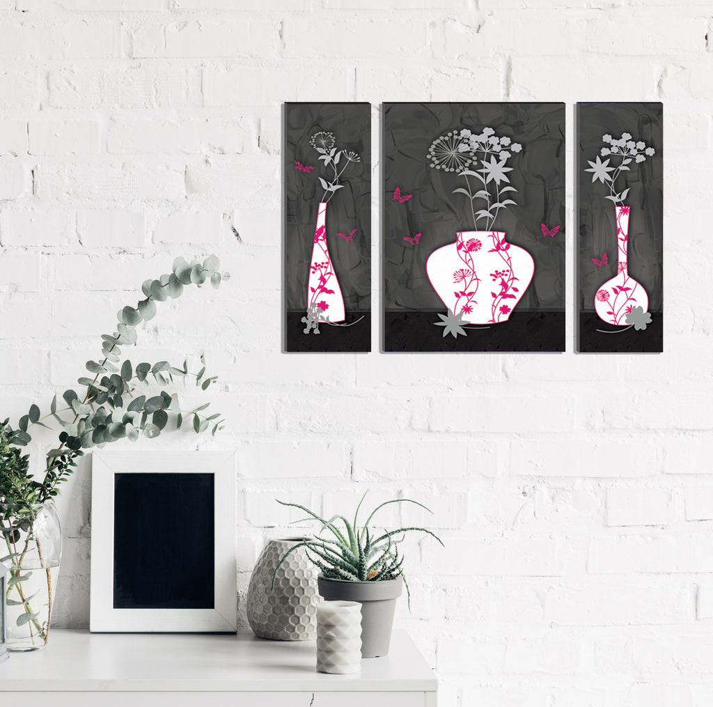 6MM MDF Set of 3 Botanical Floral Satin Matt Texture UV Art Painting Kafalo