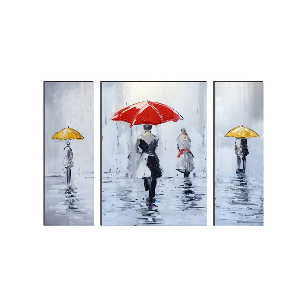6MM MDF Set of 3 City Rain View Satin Matt Texture UV Art Painting Kafalo