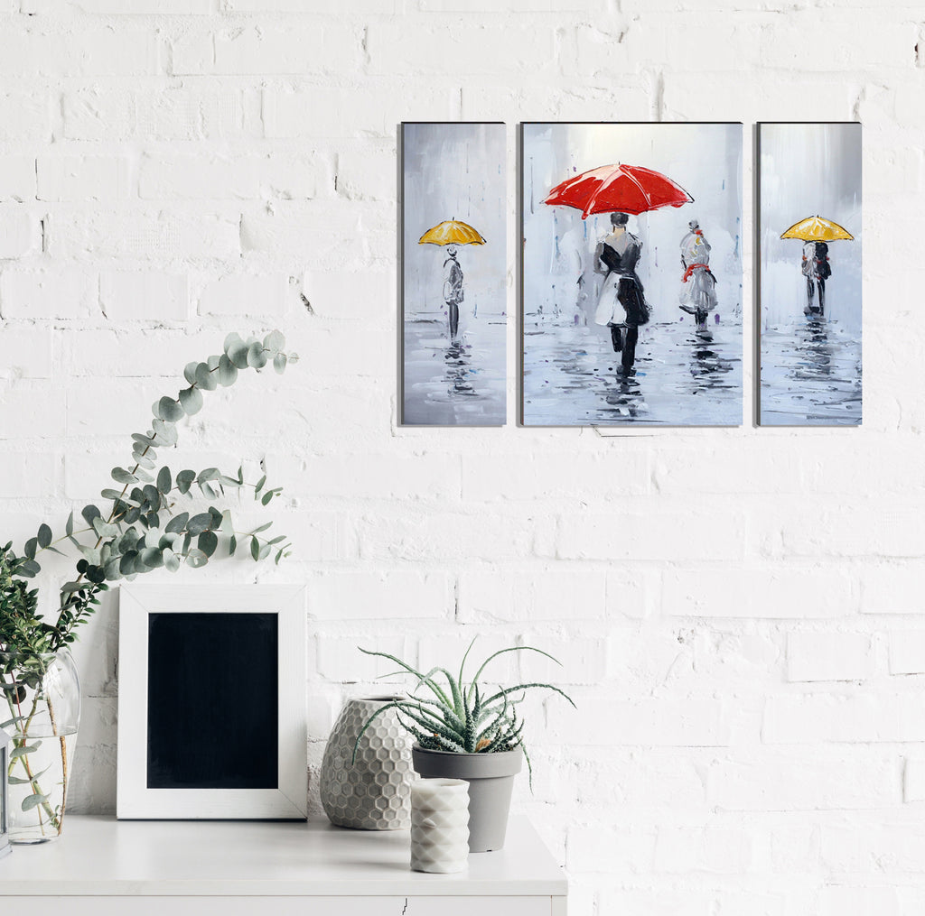 6MM MDF Set of 3 City Rain View Satin Matt Texture UV Art Painting Kafalo