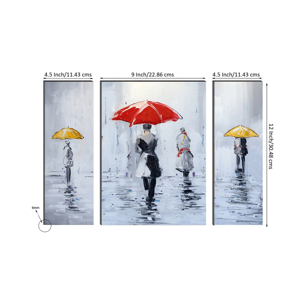 6MM MDF Set of 3 City Rain View Satin Matt Texture UV Art Painting Kafalo