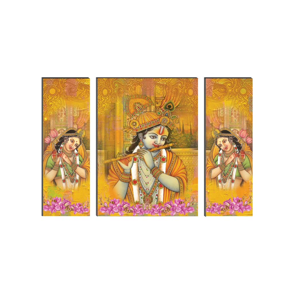 6MM MDF Set of 3 Radha Krishna Satin Matt Texture UV Art Painting Kafalo