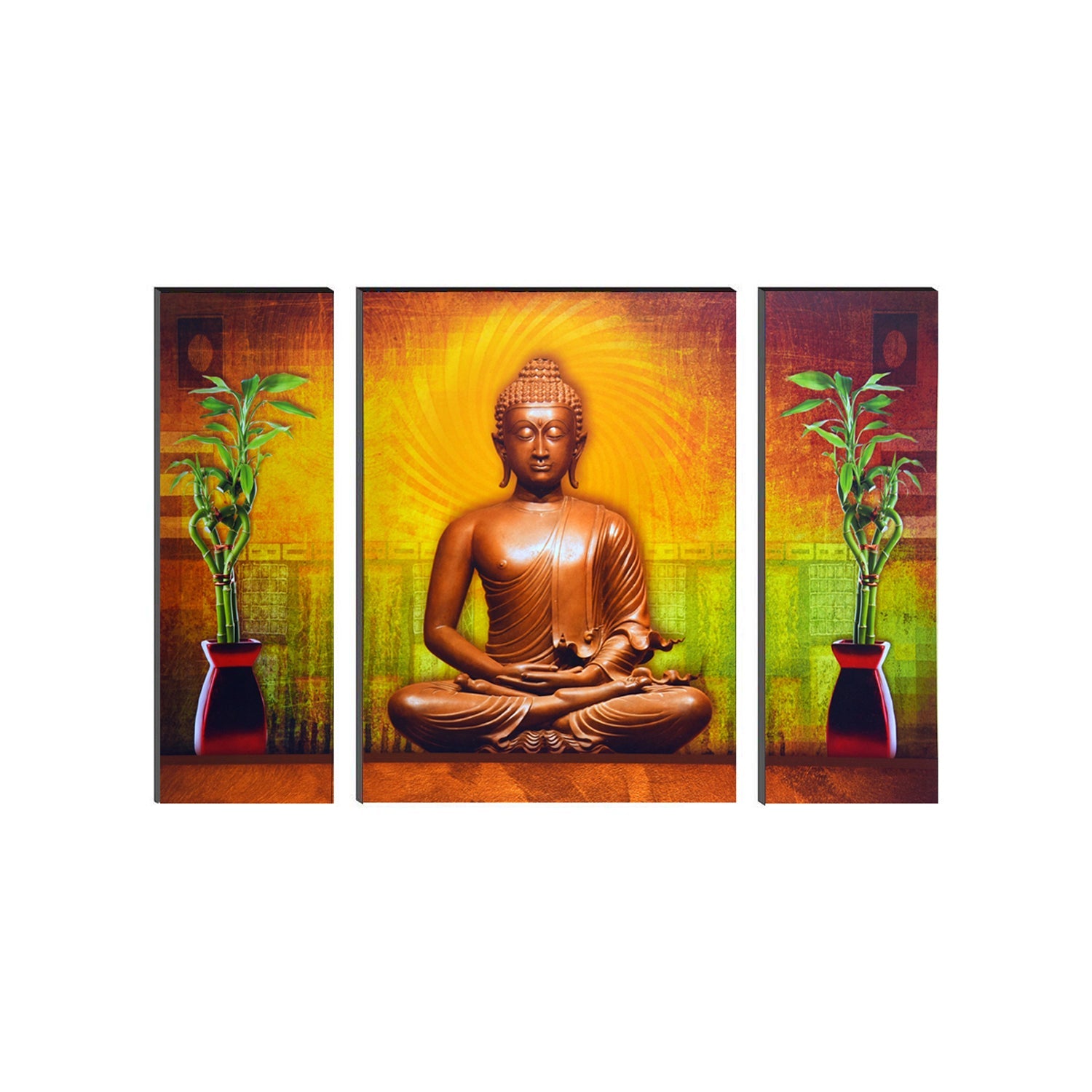 6MM MDF Set of 3 Lord Buddha Satin Matt Texture UV Art Painting Kafalo